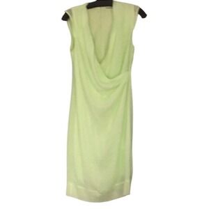 T TAHARI Women Neon Green V Neck Sleeveless Sheath Dress Sz XL NWT NEW sp good!